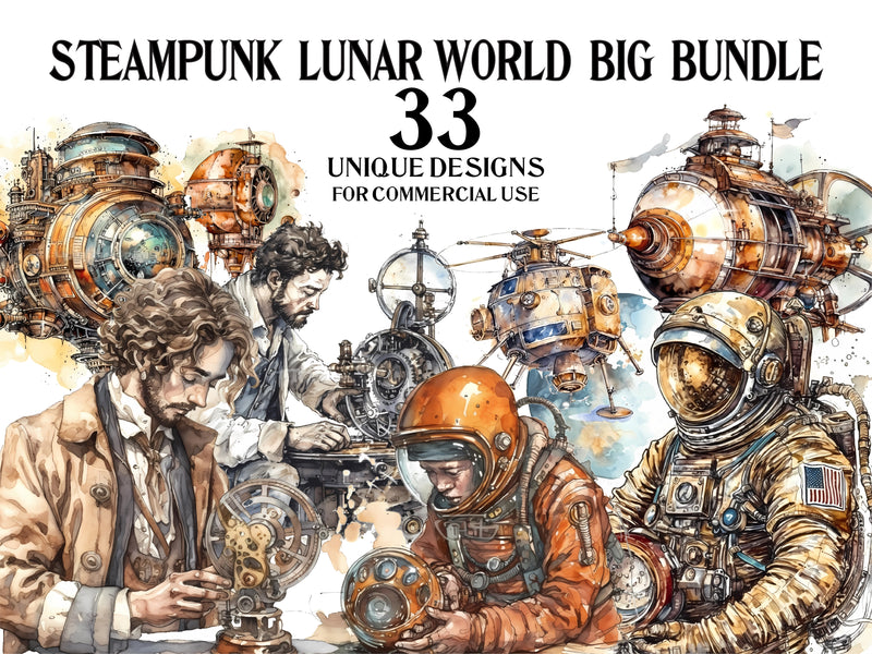 Steampunk Lunar World Clipart - CraftNest