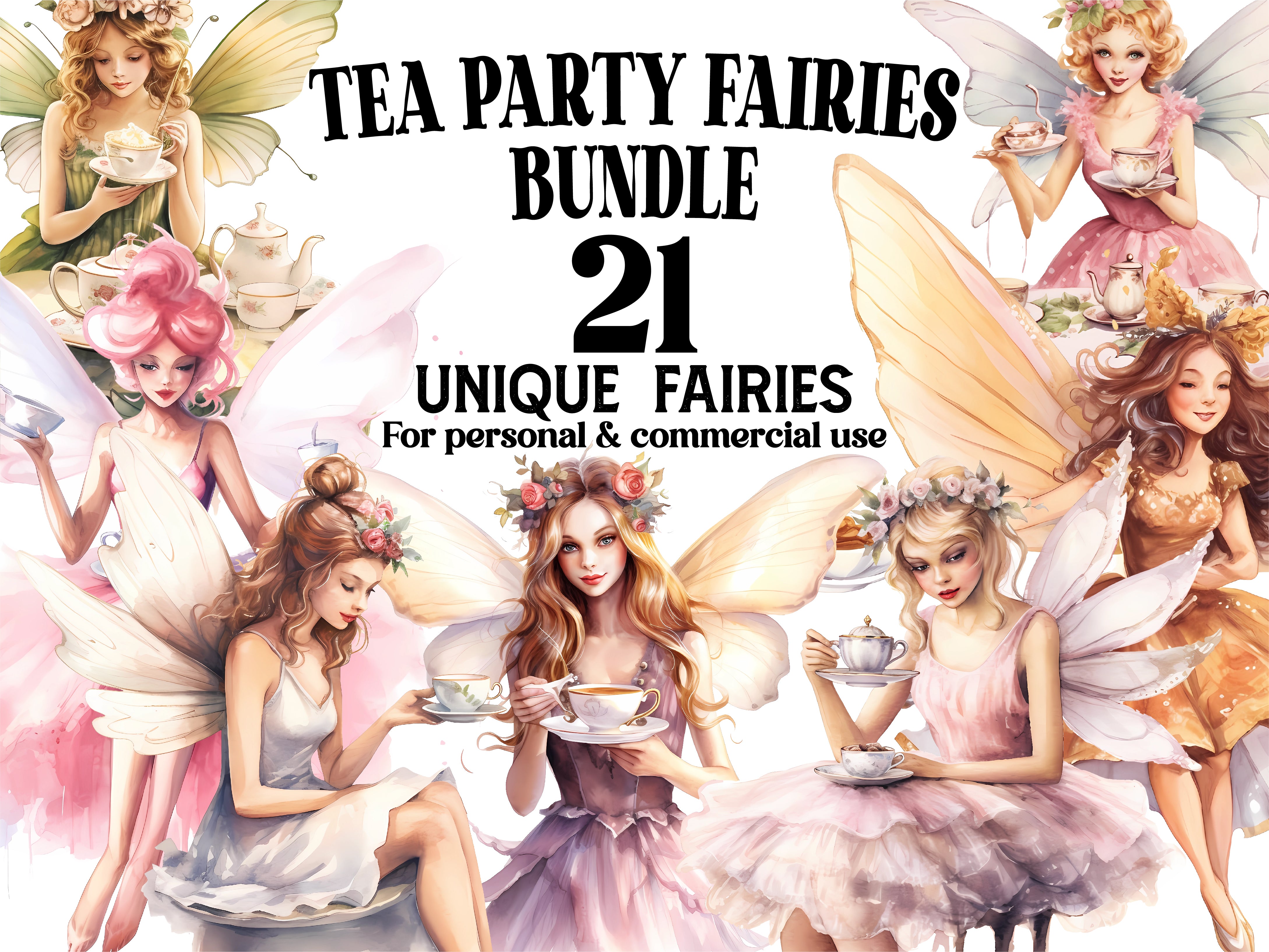 Tea Party Fairies Clipart - CraftNest