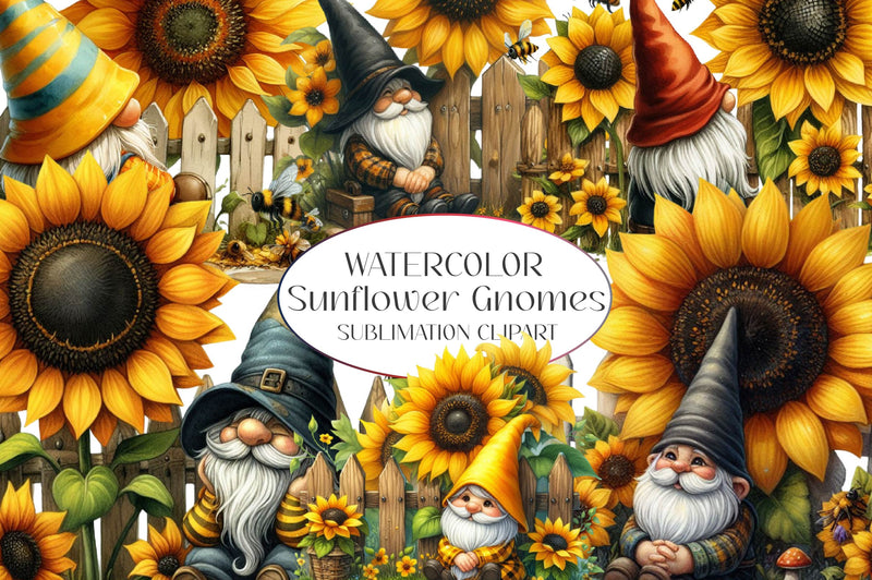 Sunflower Gnomes Clipart Bundle 2 - CraftNest - Digital Crafting and Art