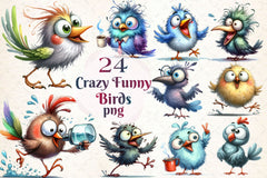 Crazy Funny Birds Clipart Bundle - CraftNest - Digital Crafting and Art