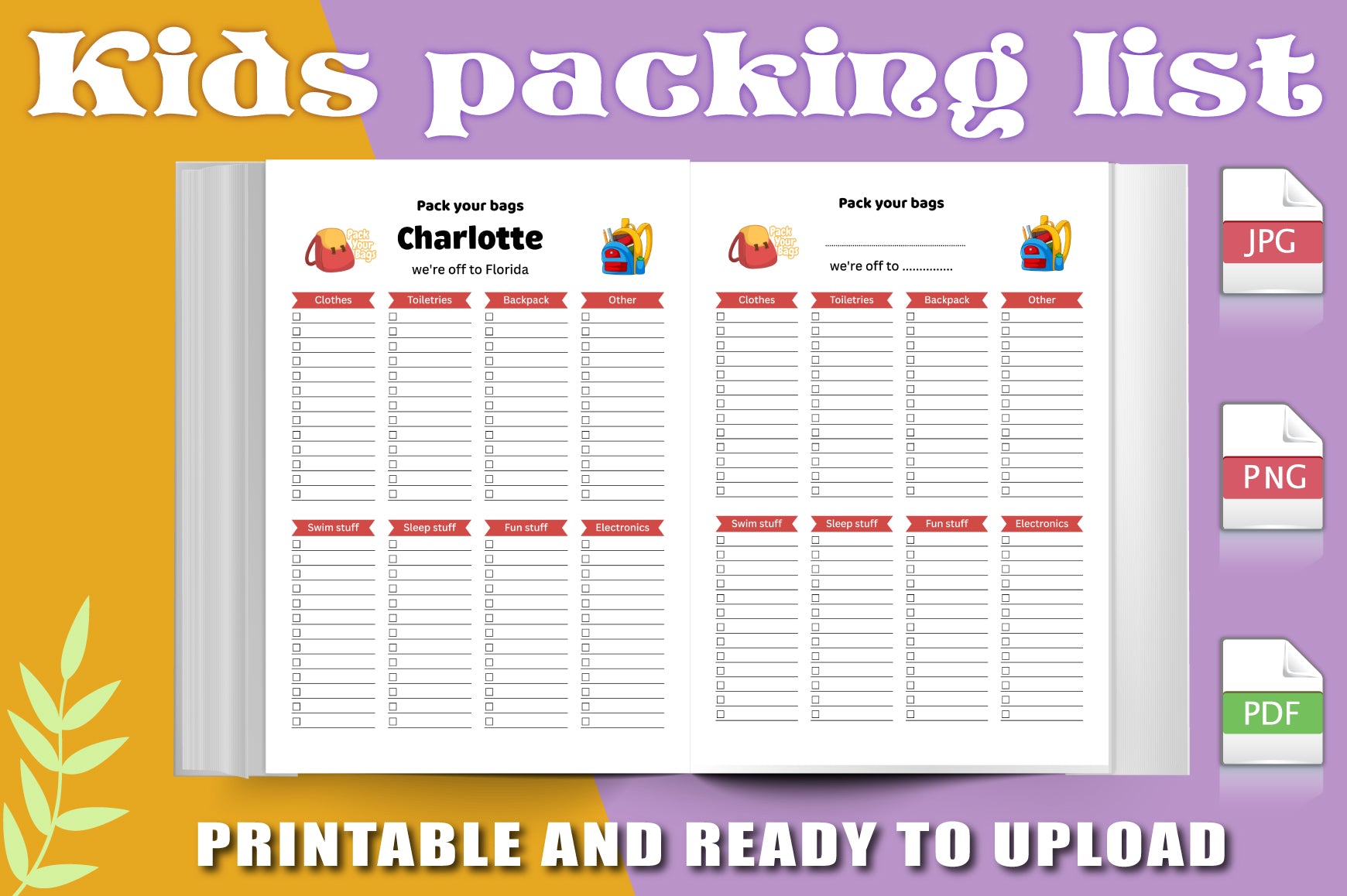 Kids Packing List Planner
