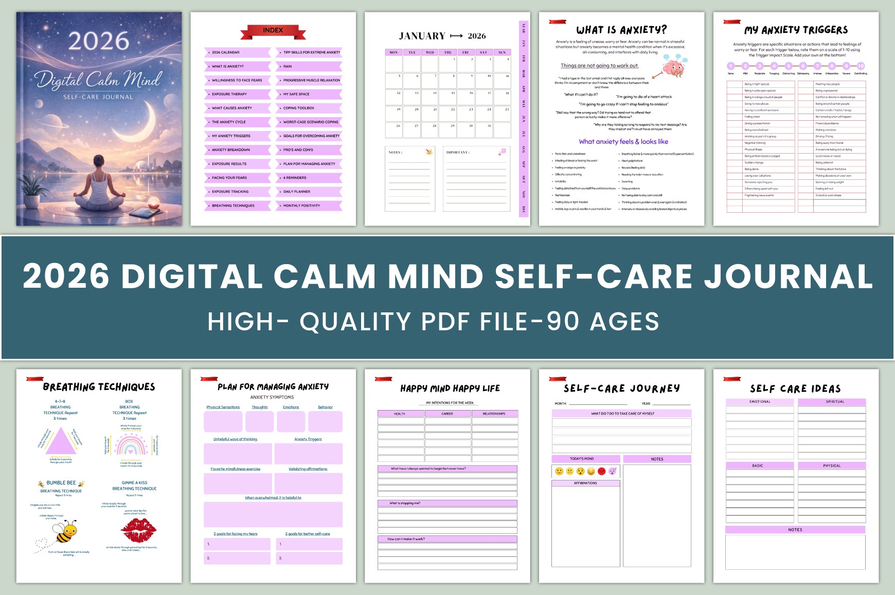 Calm Mind Self Care Journal