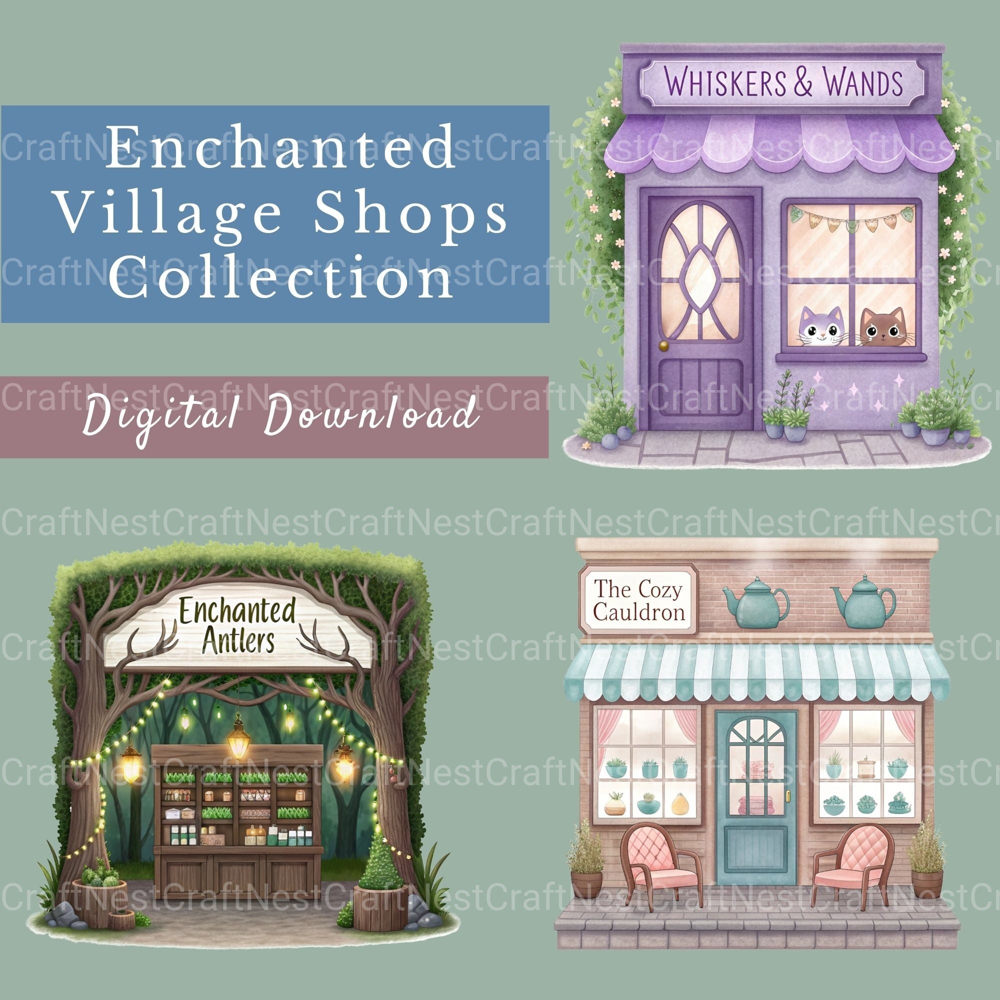 Enchanted Village Shops Clipart Bundle - CraftNest - Digital Crafting and Art
