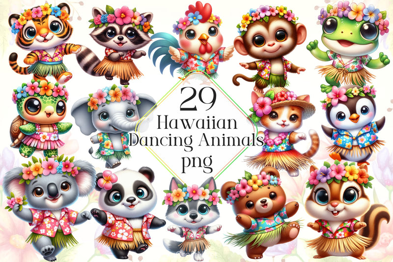 Hawaiian Dancing Animals Clipart Bundle 3 - CraftNest - Digital Crafting and Art