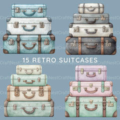 Vintage Suitcases Clipart Bundle - CraftNest - Digital Crafting and Art