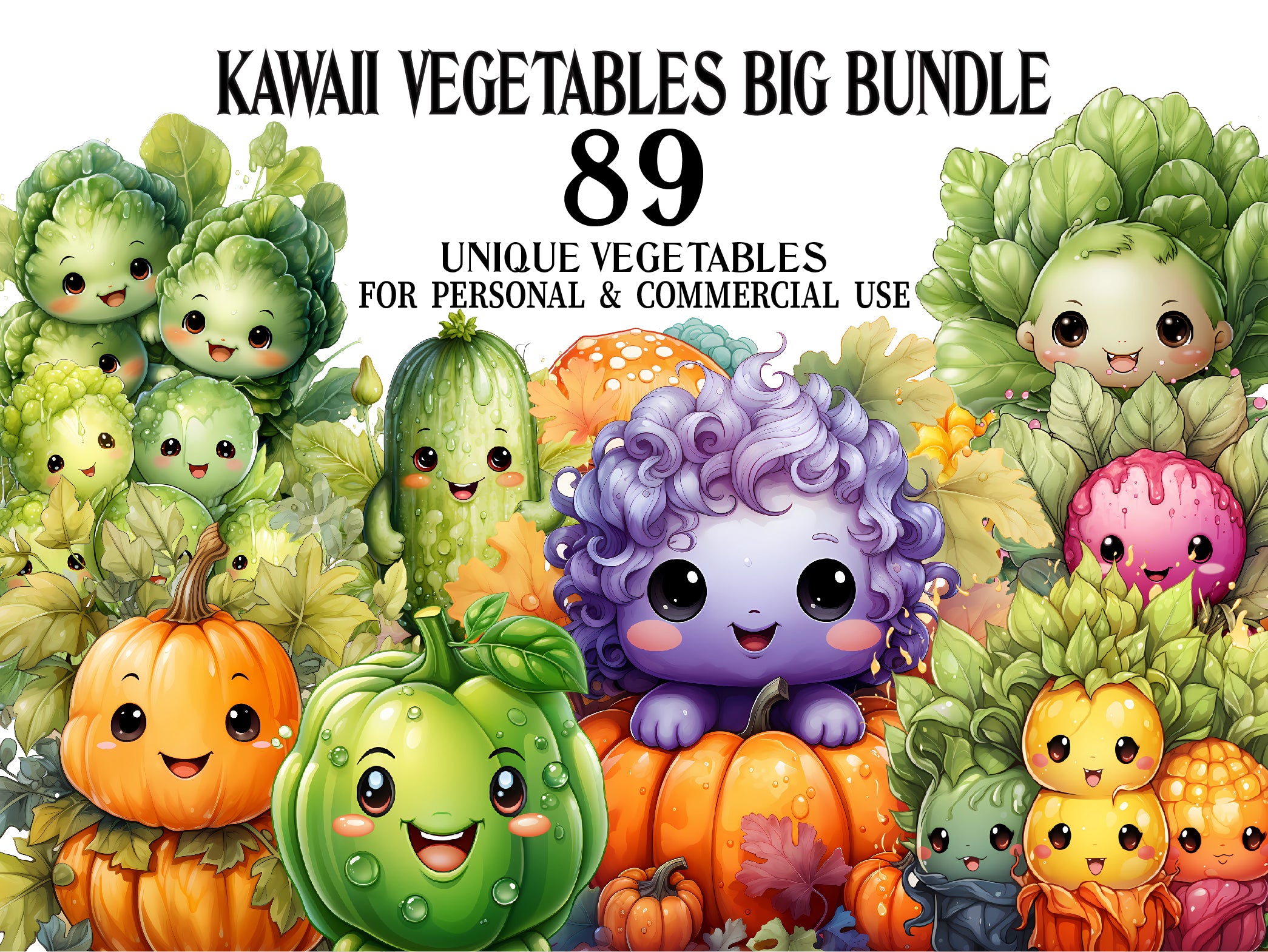 Kawaii Vegetables Clipart - CraftNest