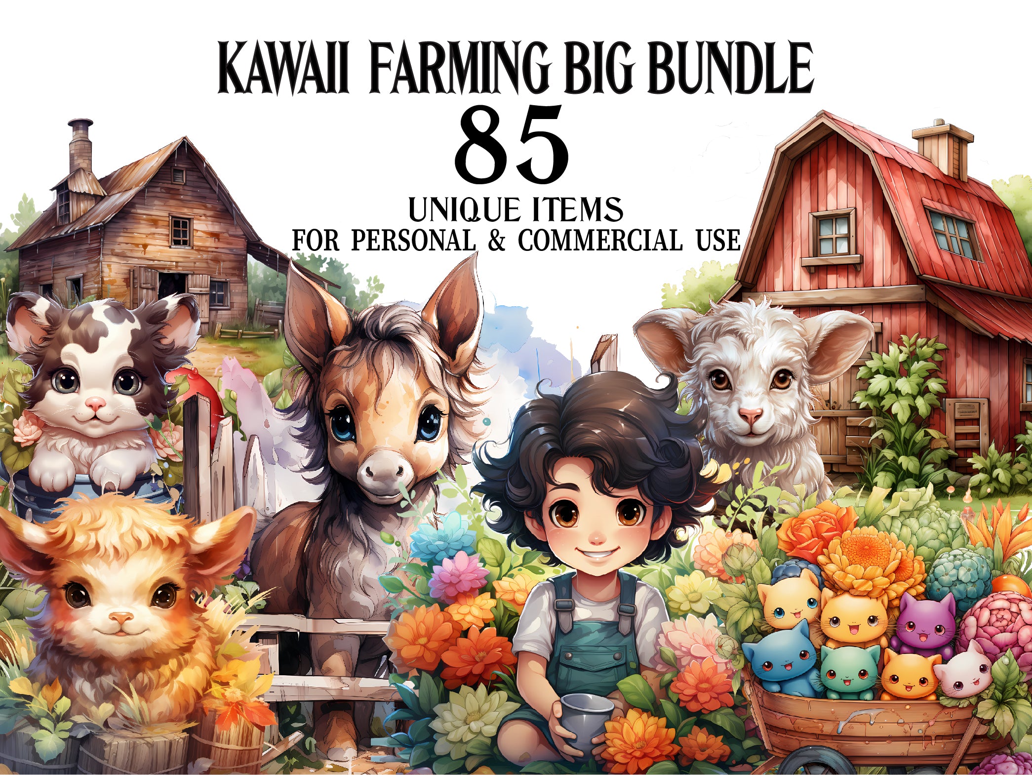 Kawaii Farming Clipart - CraftNest