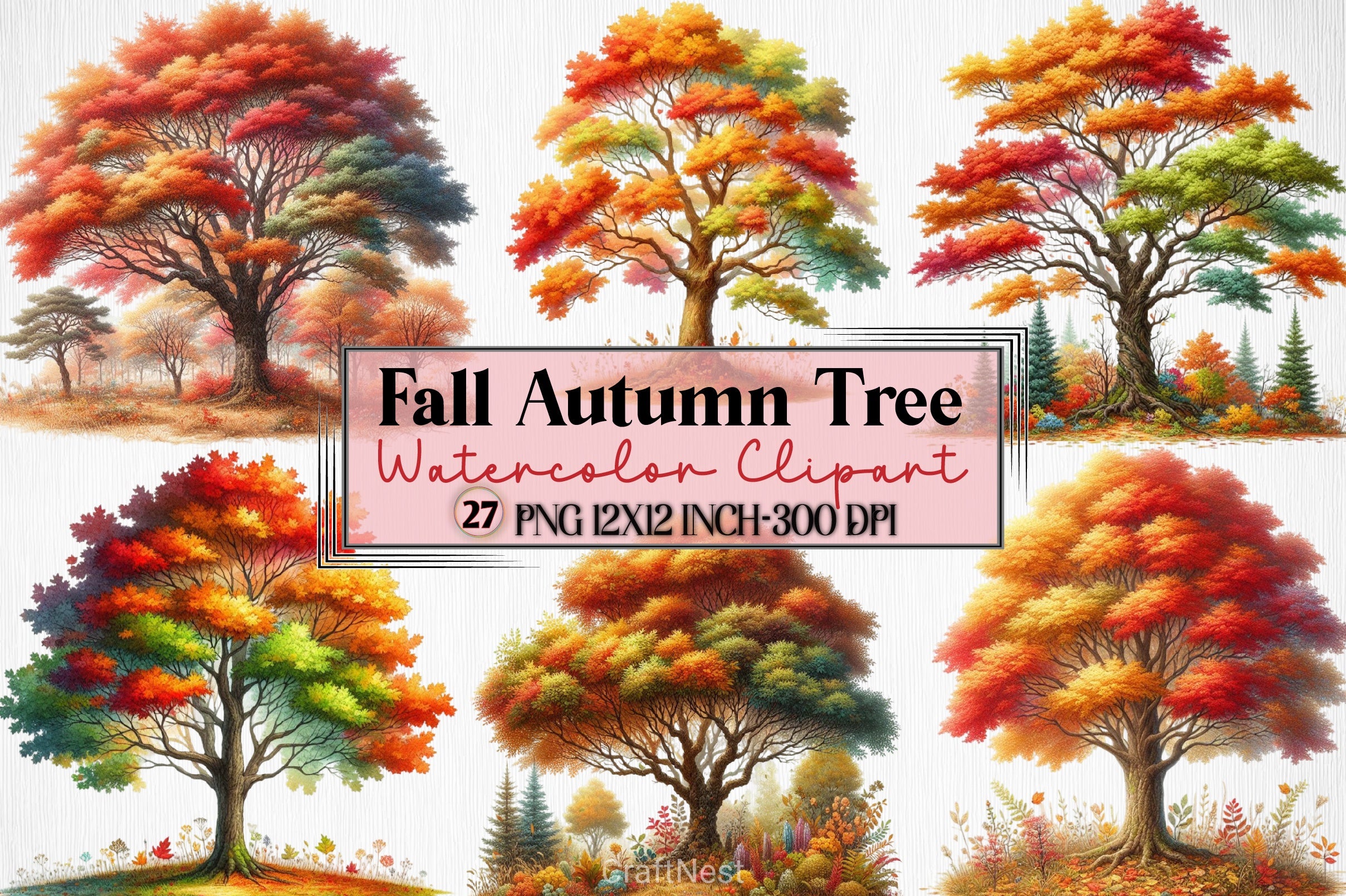Fall Tree Clipart Bundle - CraftNest - Digital Crafting and Art