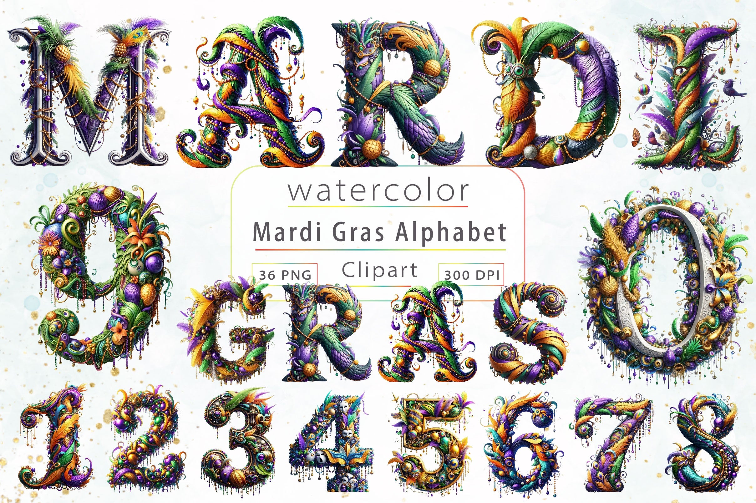 Mardi Gras Alphabet Clipart Bundle 2 - CraftNest - Digital Crafting and Art