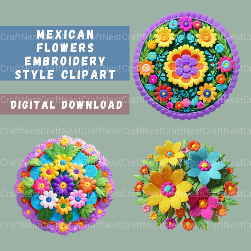 Mexican Flowers 3D 16 Clipart Bundle - CraftNest - Digital Crafting and Art