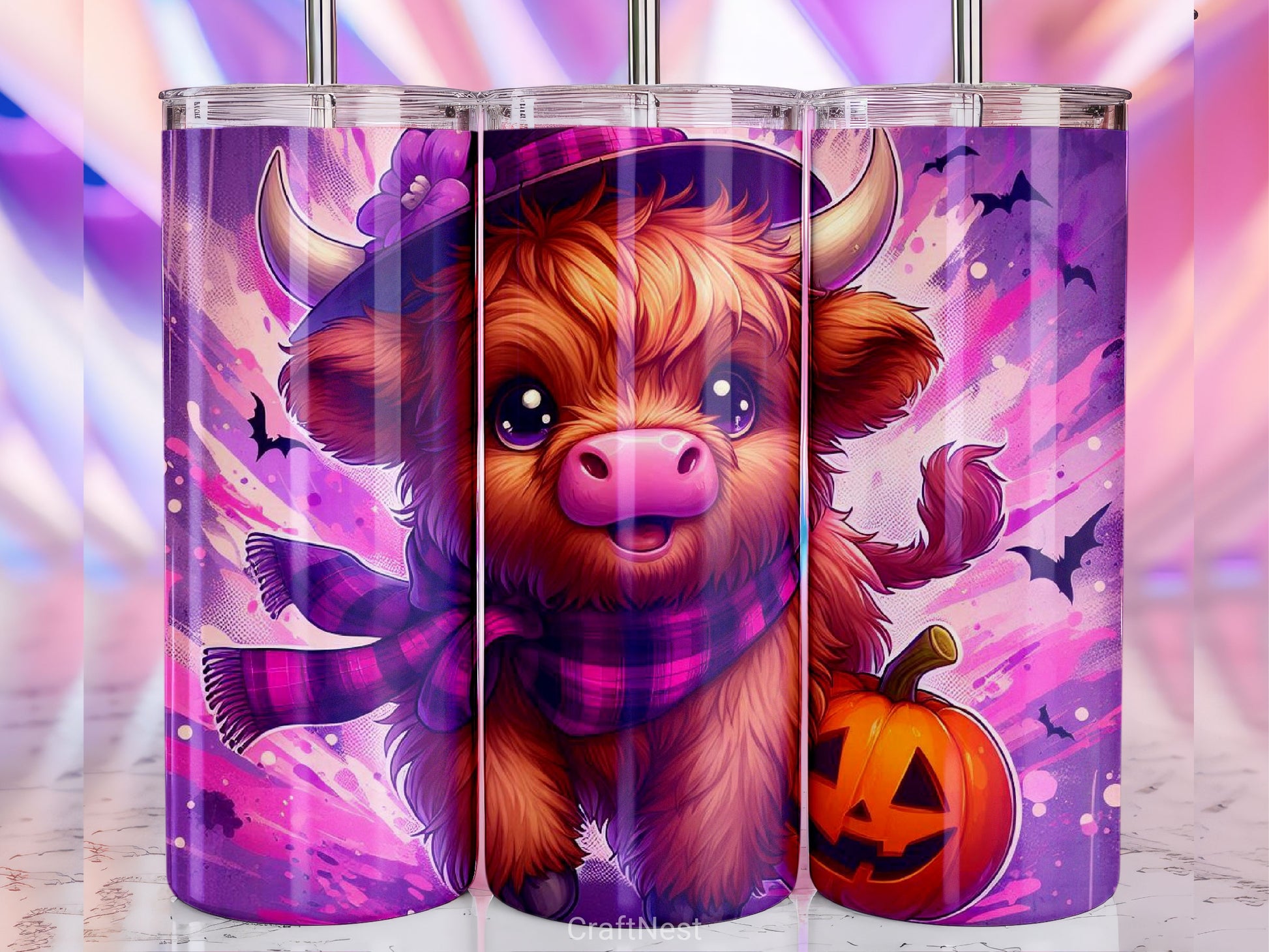 Halloween Highland Cow Tumbler Wrap Bundle 5 - CraftNest - Digital Crafting and Art