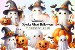 Spooky Ghost Halloween Clipart Bundle - CraftNest - Digital Crafting and Art