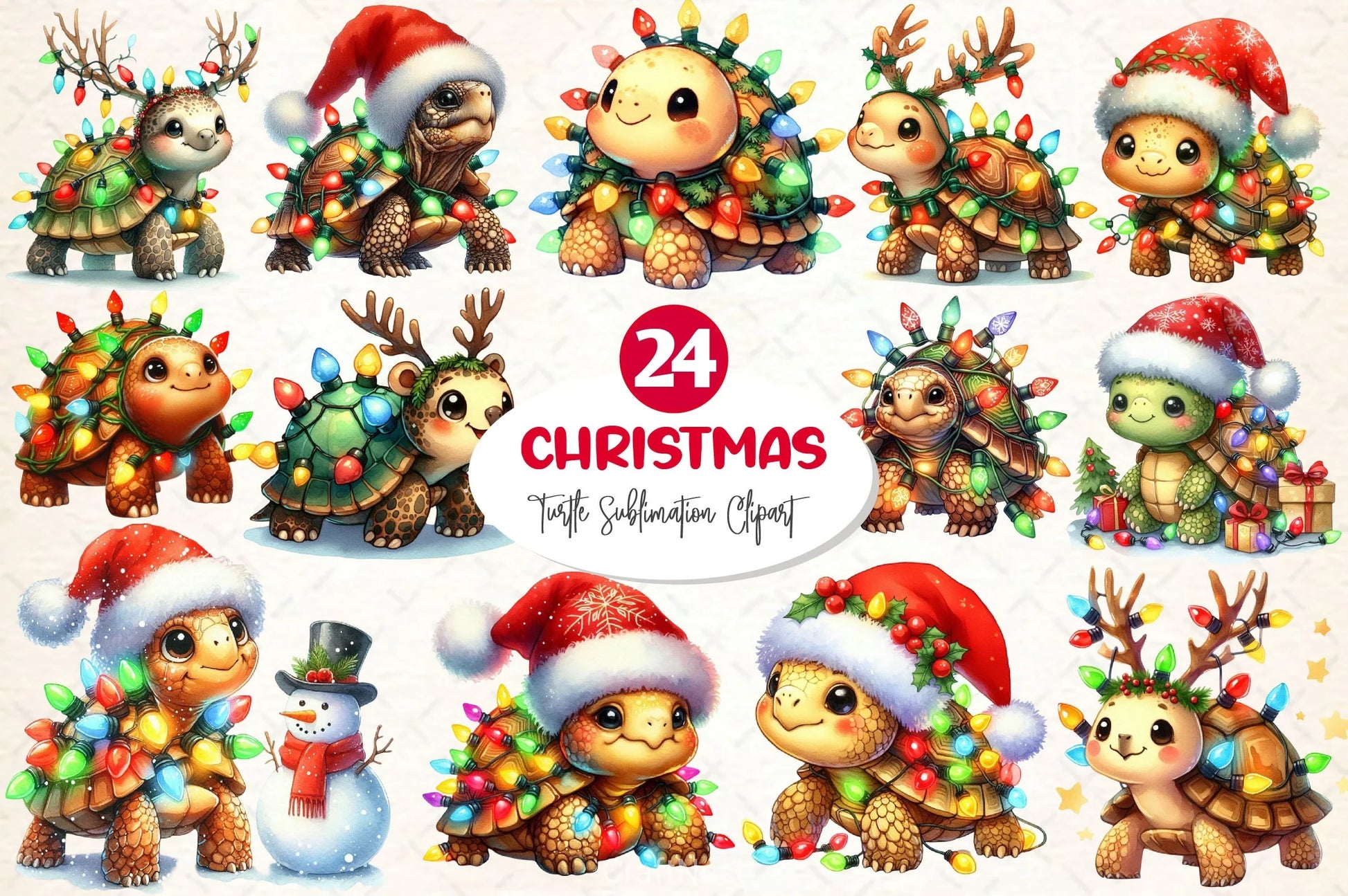 Christmas Turtle Clipart Bundle - CraftNest - Digital Crafting and Art
