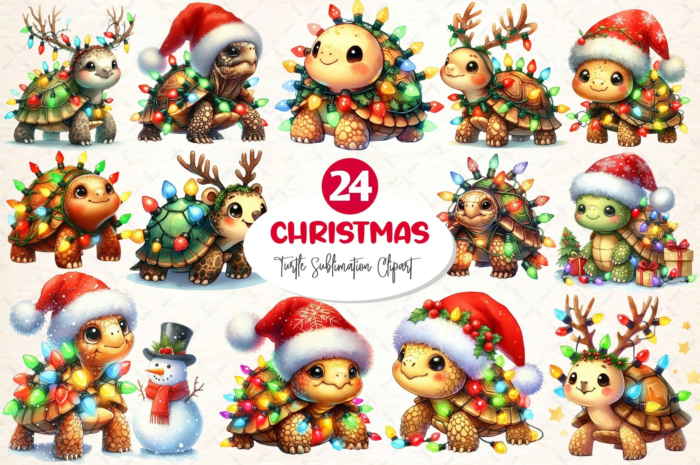 Christmas Turtle Clipart Bundle - CraftNest - Digital Crafting and Art