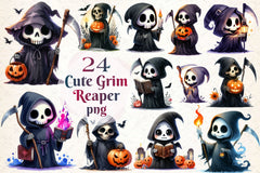Cute Grim Reaper Clipart Bundle 2 - CraftNest - Digital Crafting and Art