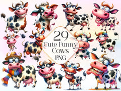 Funny Cows Cute Cow Farm Clipart Bundle - CraftNest - Digital Crafting and Art