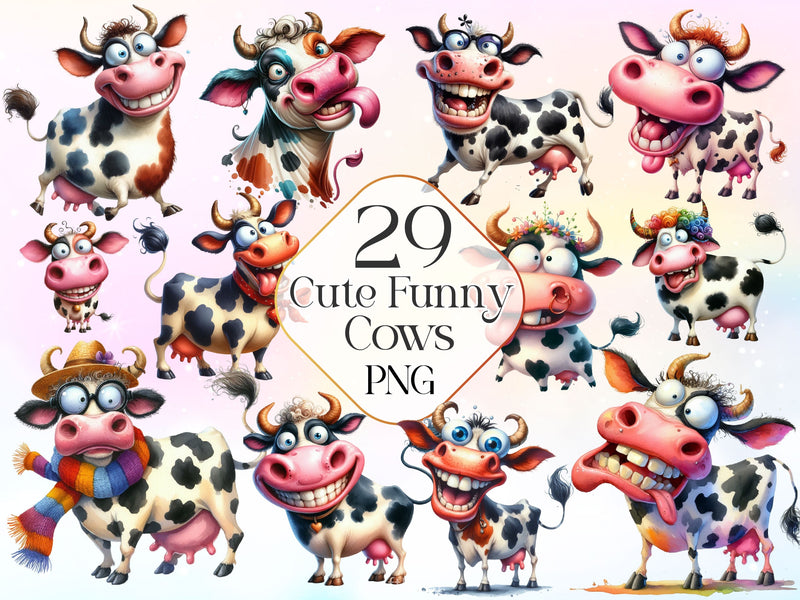 Funny Cows Cute Cow Farm Clipart Bundle - CraftNest - Digital Crafting and Art