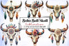 Boho Bull Skull Clipart Bundle