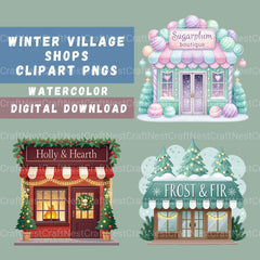 Village Shops Winter Clipart Bundle - CraftNest - Digital Crafting and Art