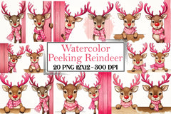 Peeking Reindeer Clipart Bundle - CraftNest - Digital Crafting and Art