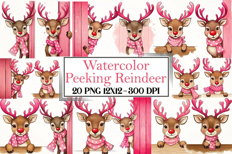 Peeking Reindeer Clipart Bundle - CraftNest - Digital Crafting and Art