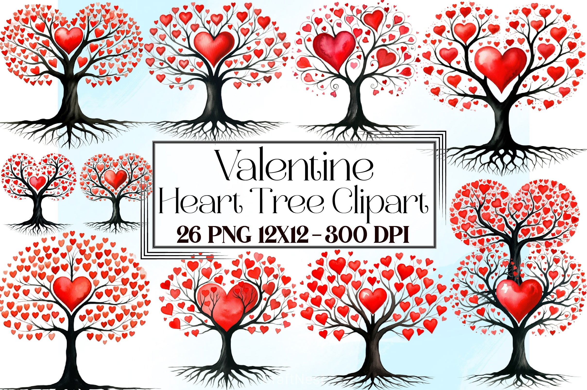Valentine Heart Tree Clipart Bundle - CraftNest - Digital Crafting and Art