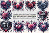 Gothic Black Floral Hearts Clipart Bundle