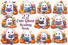 Ghost Reading Book Clipart Bundle 3 - CraftNest - Digital Crafting and Art