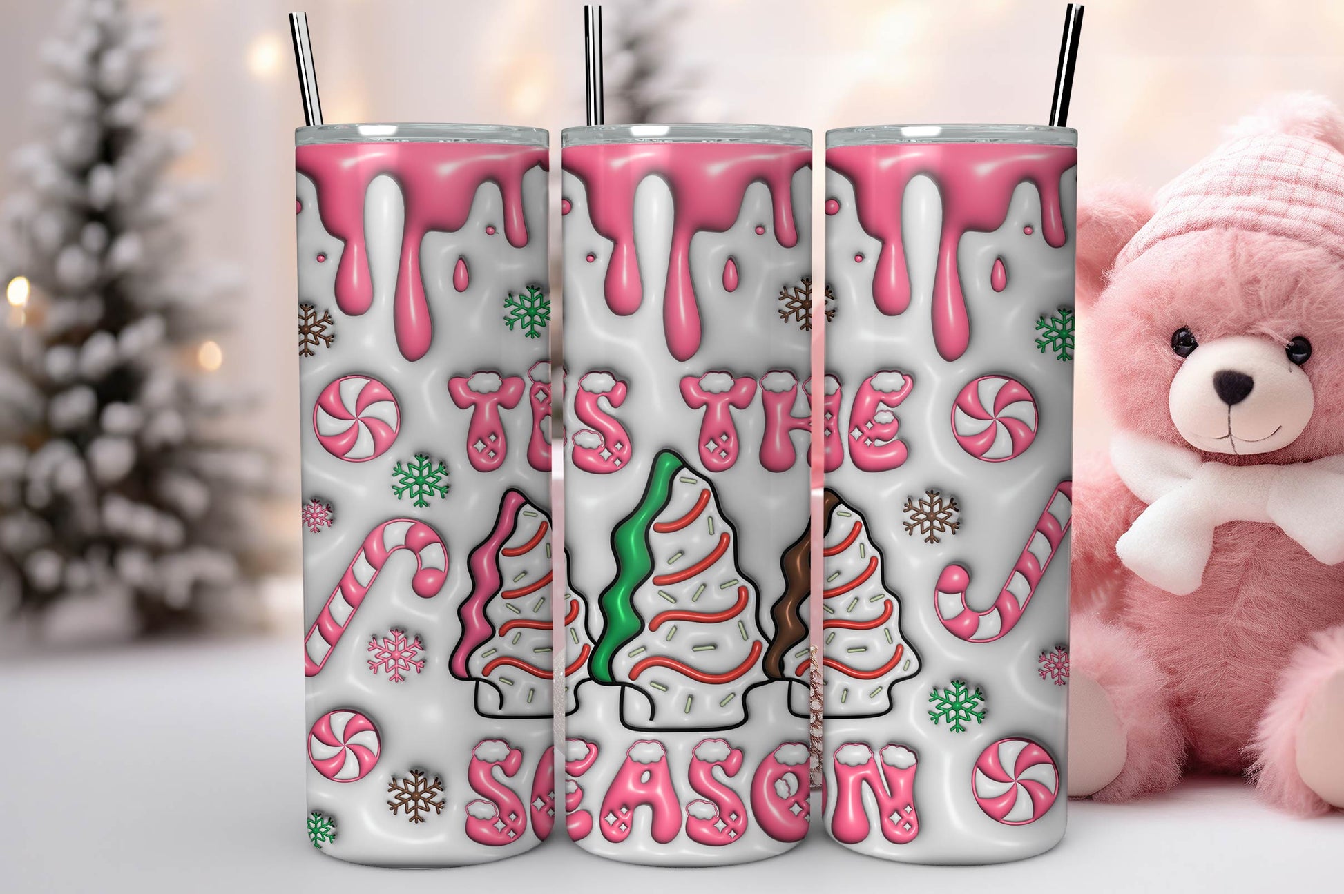 3D Inflated Christmas Tumbler Bundle 4 - CraftNest - Digital Crafting and Art