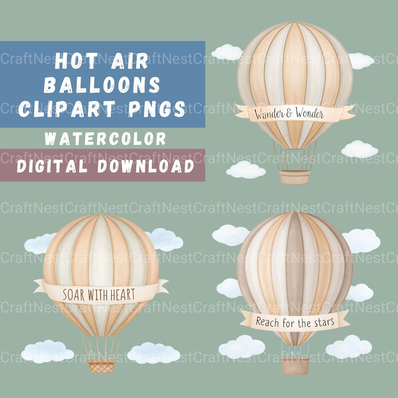 Hot Air Balloons Nursery Quotes Clipart Bundle - CraftNest - Digital Crafting and Art