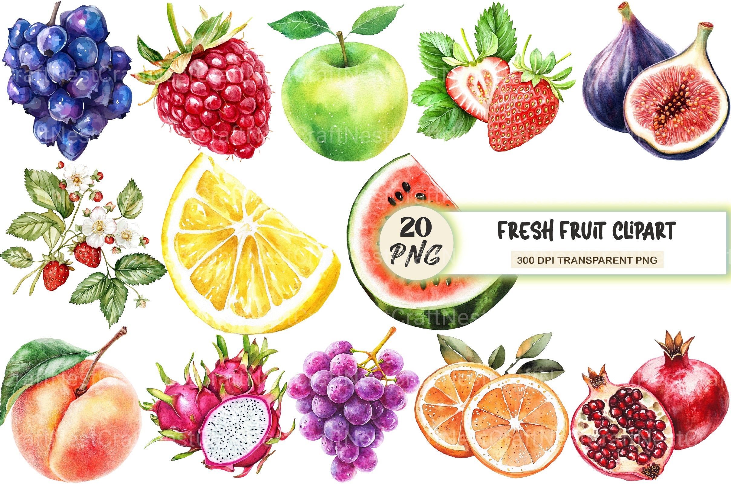 Fresh Fruit Clipart Bundle - CraftNest - Digital Crafting and Art