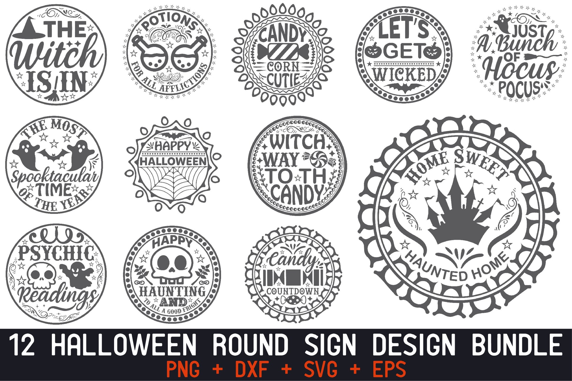 Halloween Round Sign SVG Bundle - CraftNest - Digital Crafting and Art