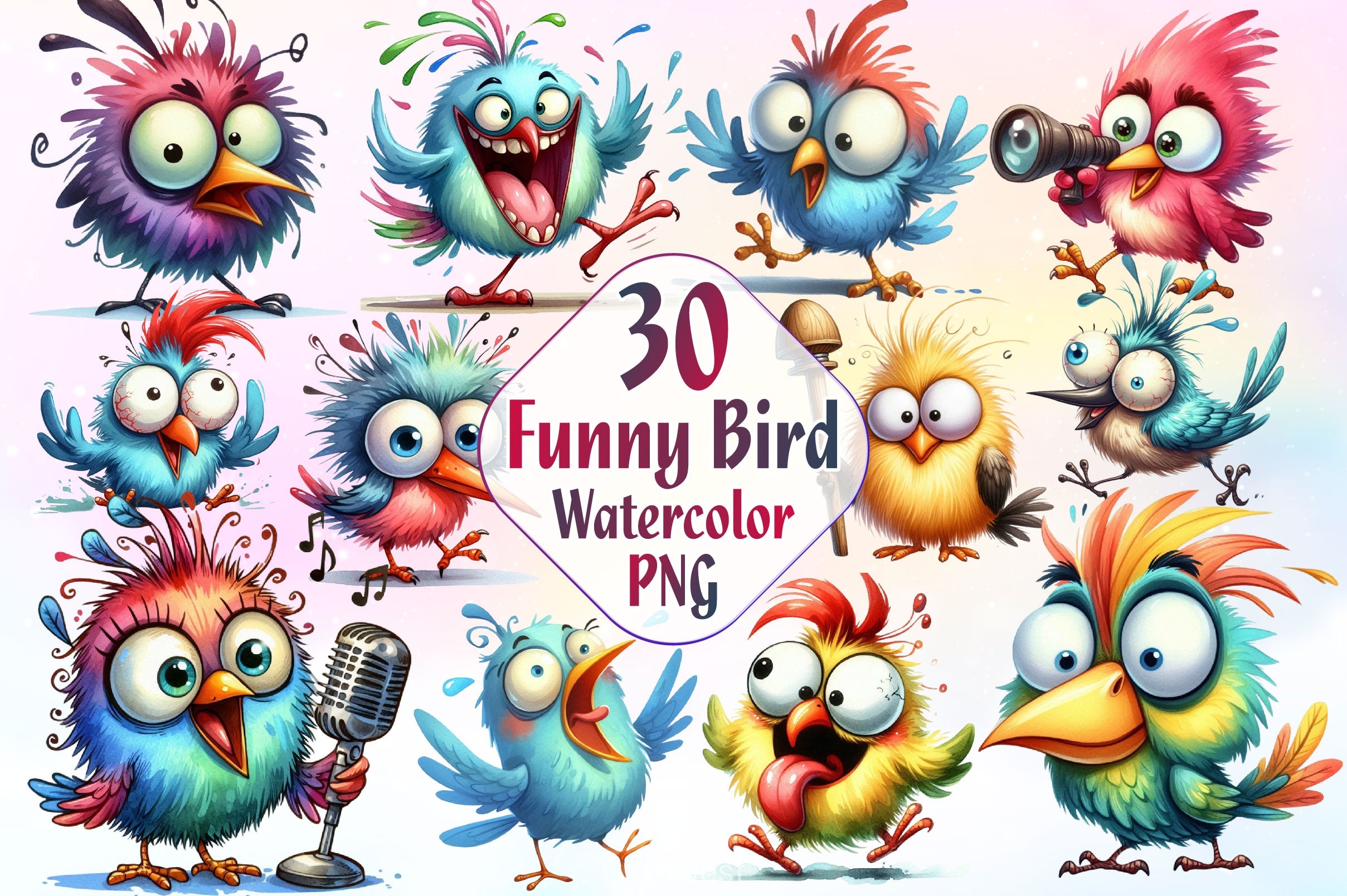 Funny Bird Clipart Bundle 9 - CraftNest - Digital Crafting and Art