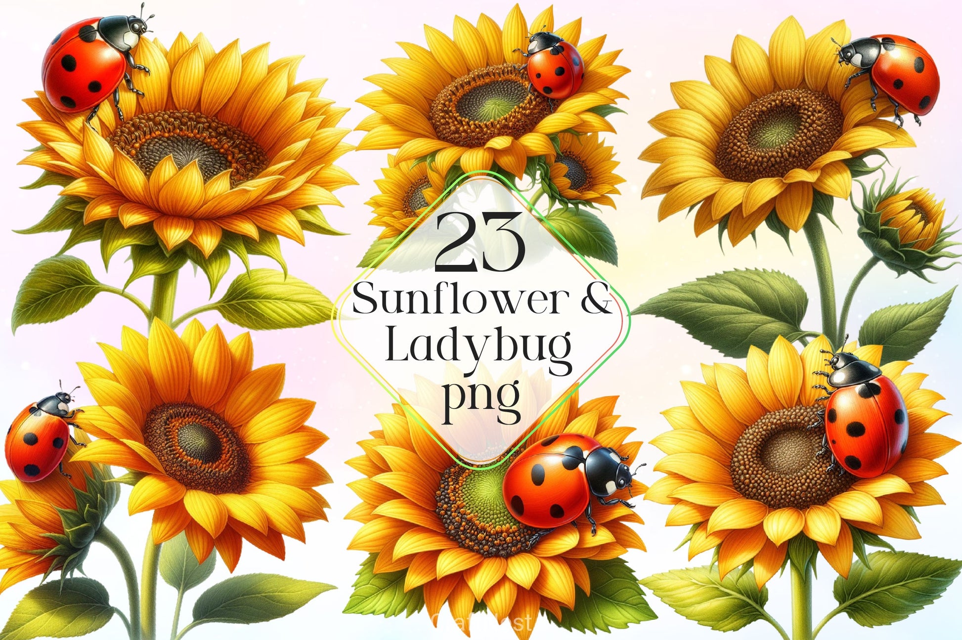 Sunflower & Ladybug Clipart Bundle 2 - CraftNest - Digital Crafting and Art