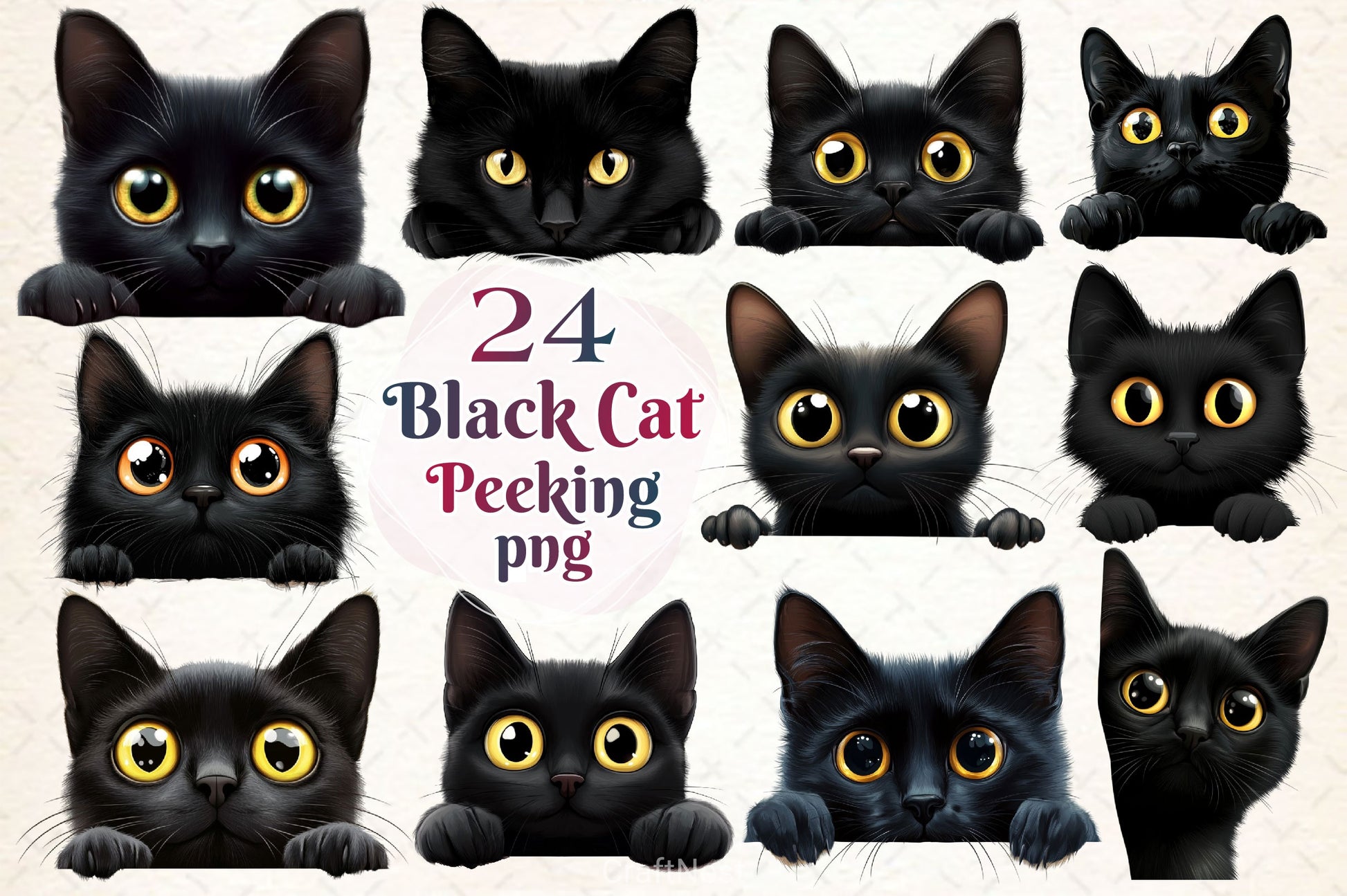 Black Cat Peeking Clipart Bundle 2 - CraftNest - Digital Crafting and Art
