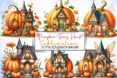 Pumpkin Fairy House Clipart Bundle - CraftNest - Digital Crafting and Art