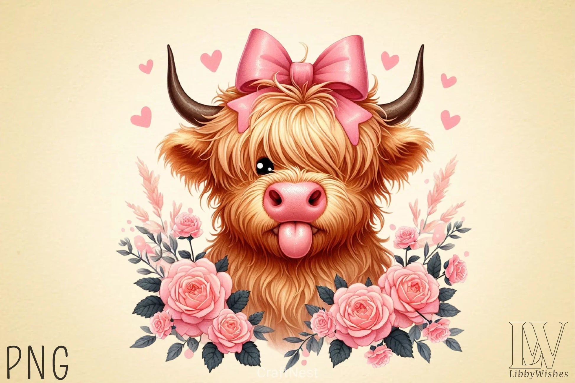 Highland Cow Valentine Clipart Bundle 6 - CraftNest - Digital Crafting and Art