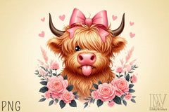 Highland Cow Valentine Clipart Bundle 6 - CraftNest - Digital Crafting and Art
