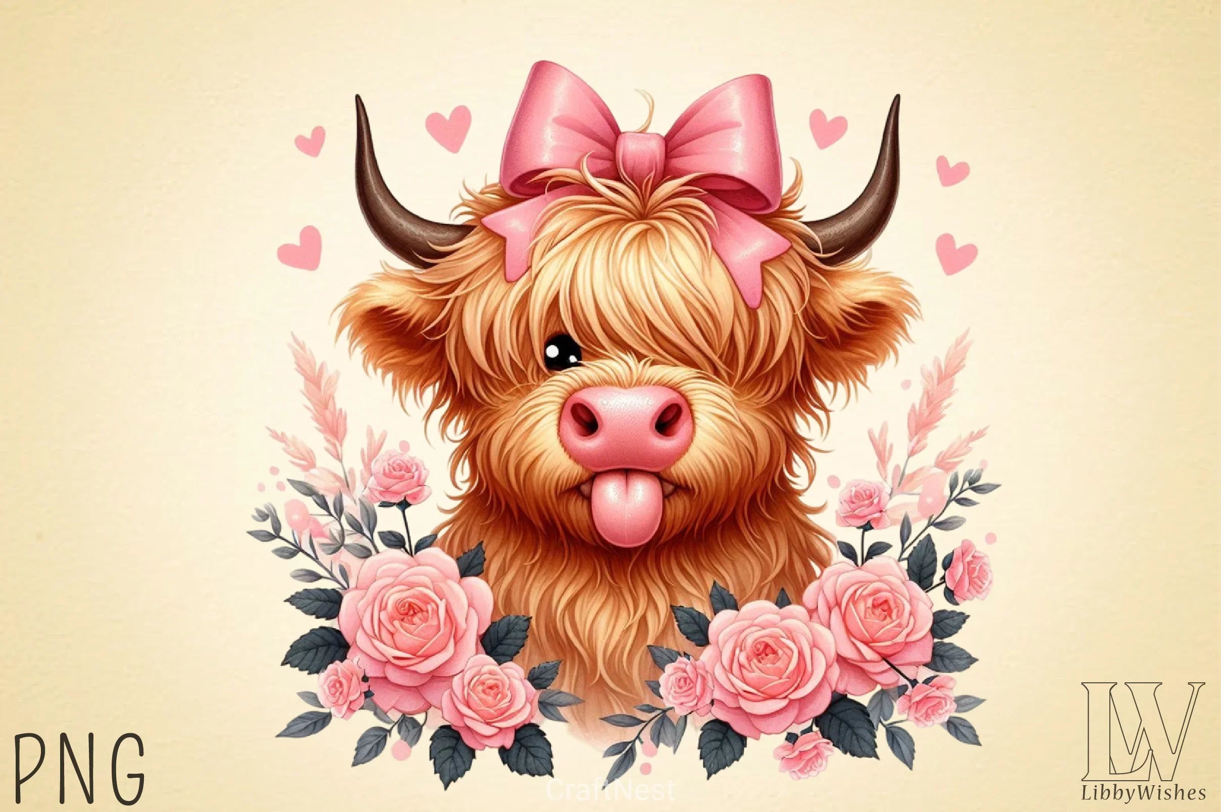 Highland Cow Valentine Clipart Bundle 6 - CraftNest - Digital Crafting and Art