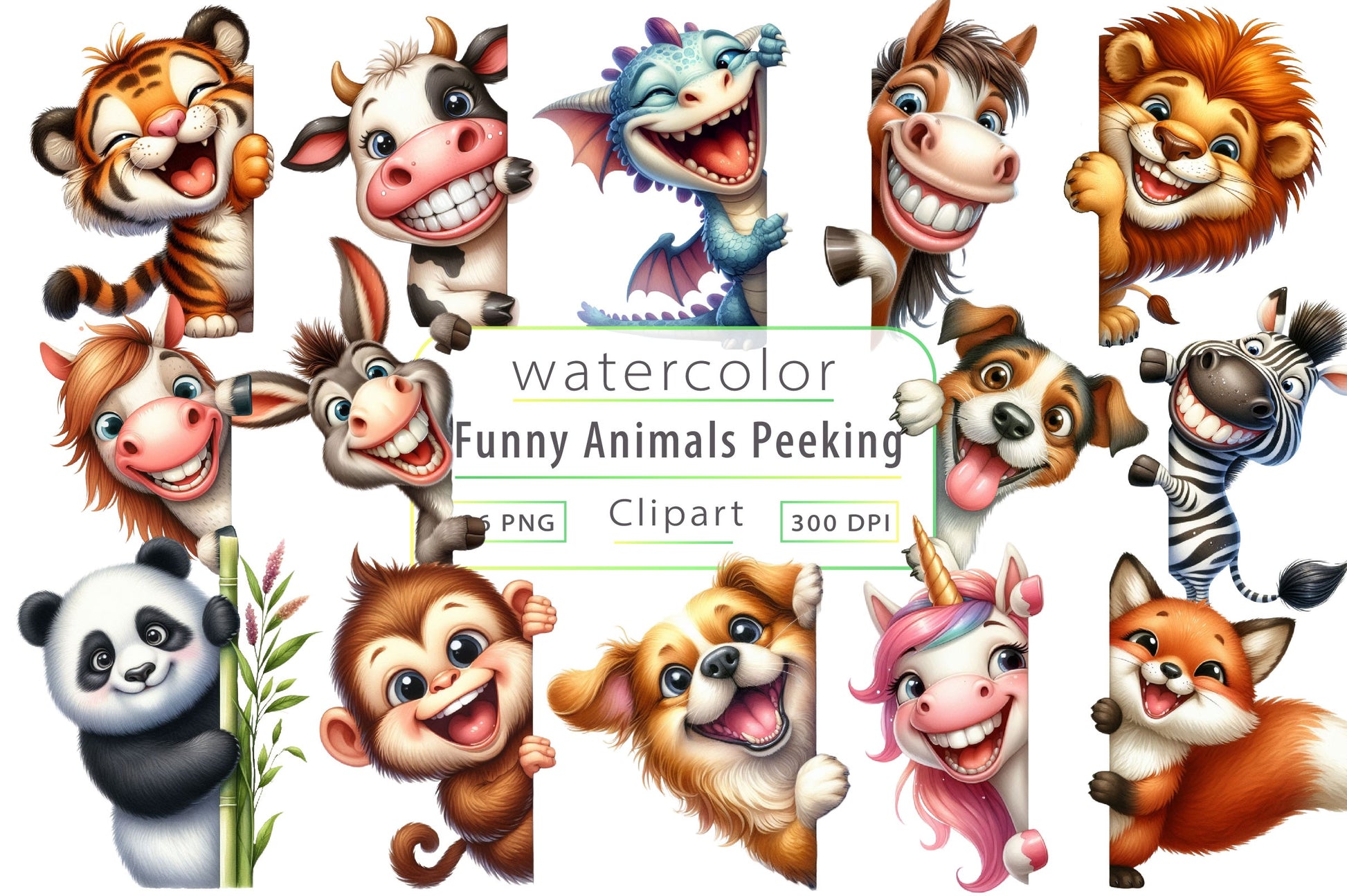 Funny Animals Peeking Around Corner Clipart Bundle 6 - CraftNest - Digital Crafting and Art