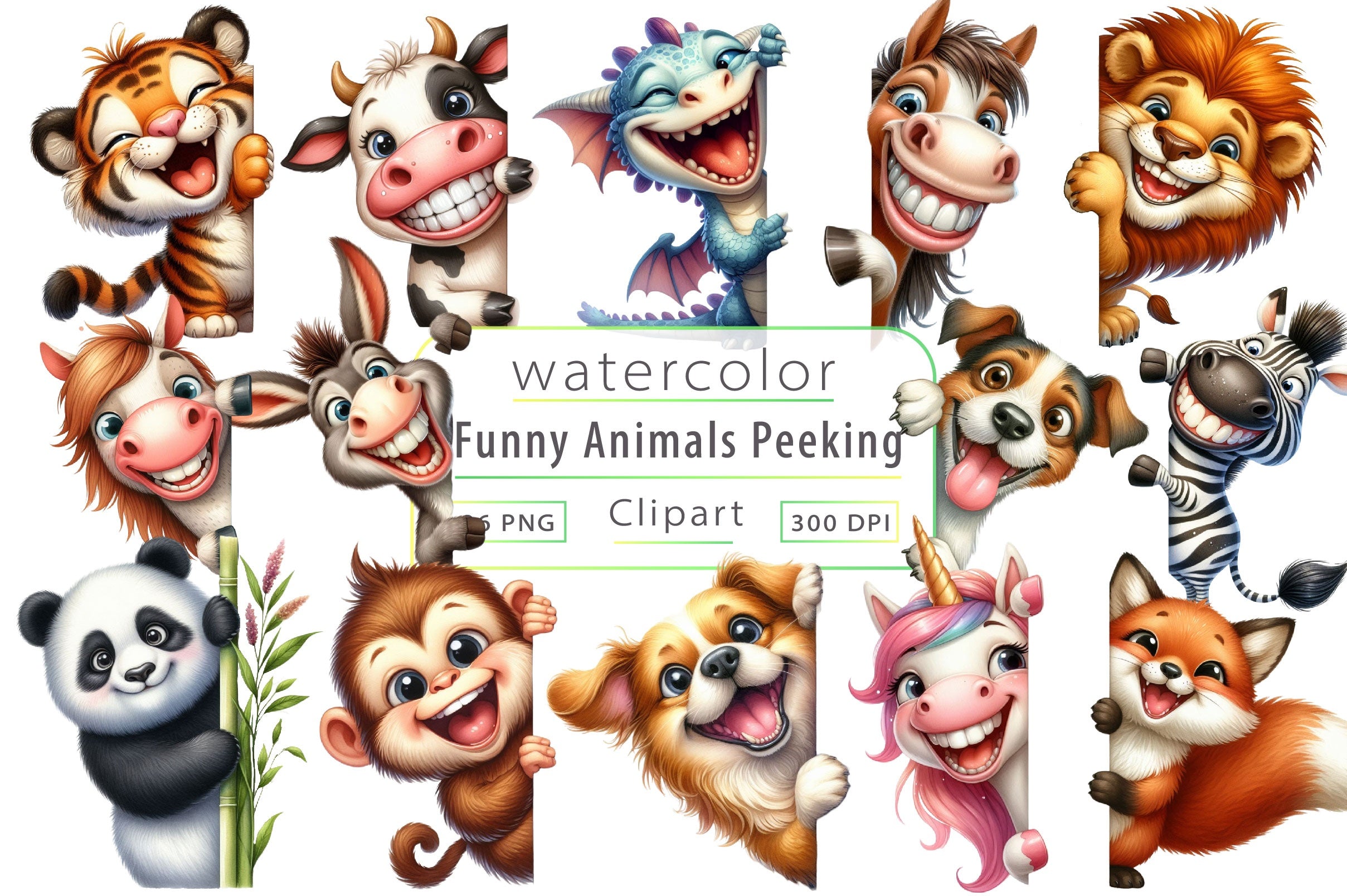Funny Animals Peeking Around Corner Clipart Bundle 6 - CraftNest - Digital Crafting and Art