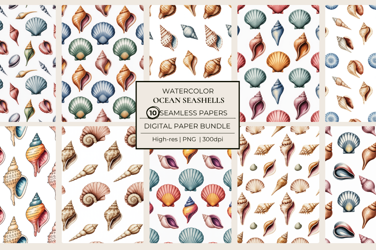 Ocean Seashells Seamless Papers