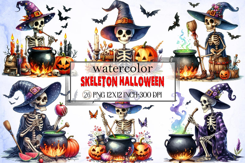 Skeleton Halloween Clipart Bundle - CraftNest - Digital Crafting and Art