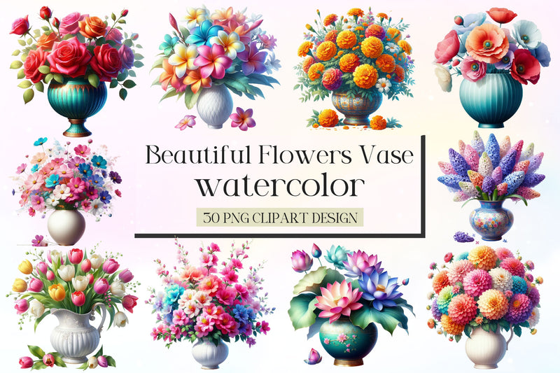 Beautiful Flowers Vase Clipart Bundle - CraftNest - Digital Crafting and Art