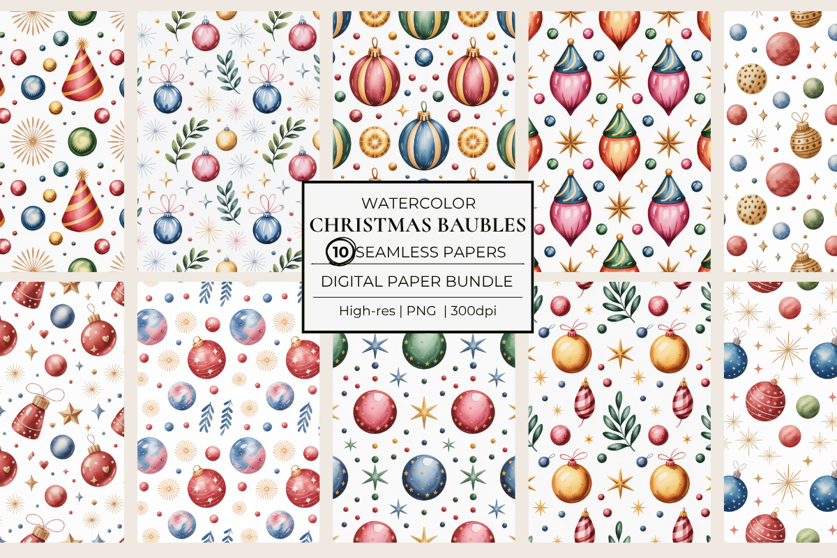 Christmas Baubles Seamless Papers