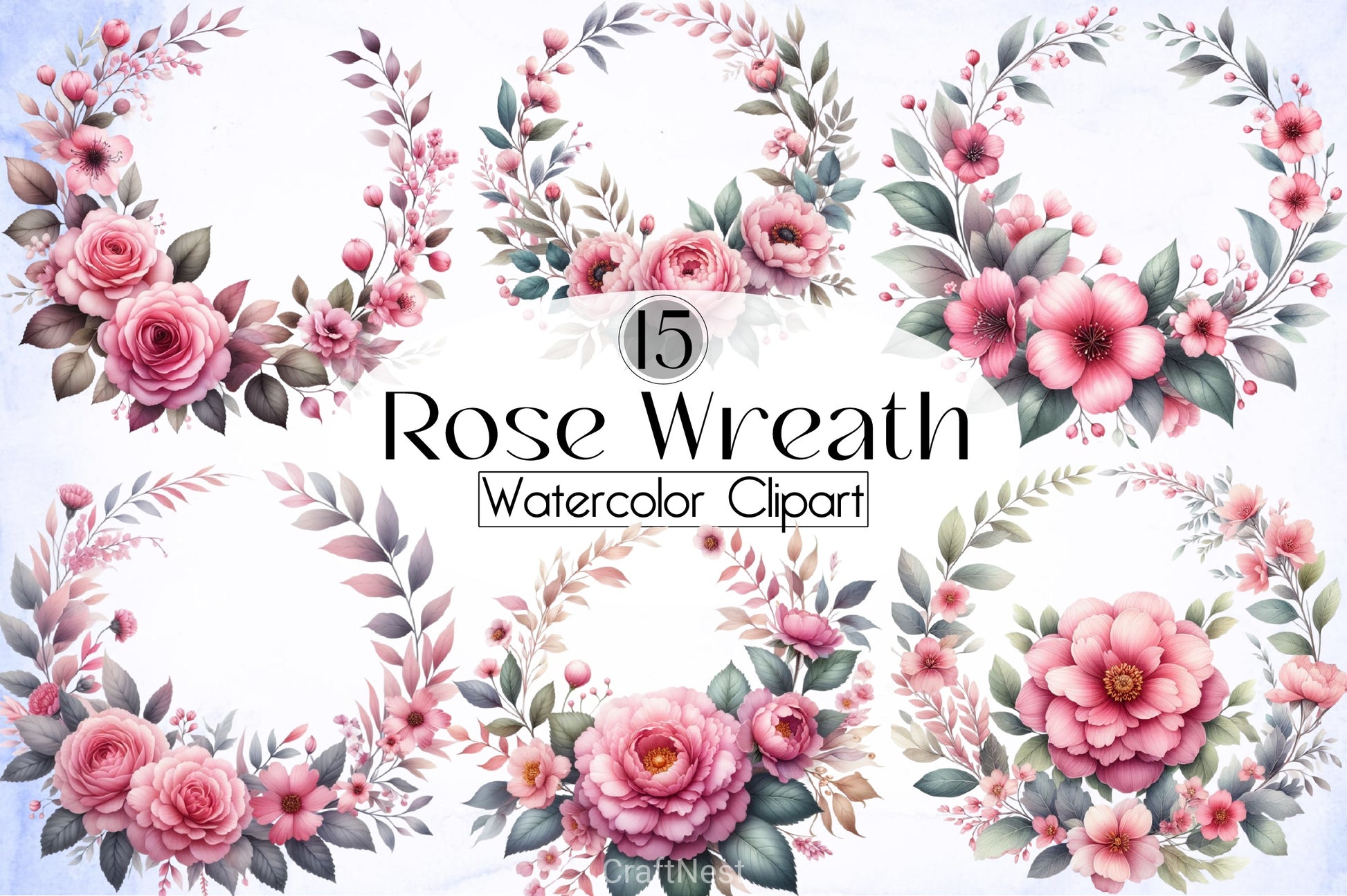 Rose Wreath Clipart Bundle - CraftNest - Digital Crafting and Art