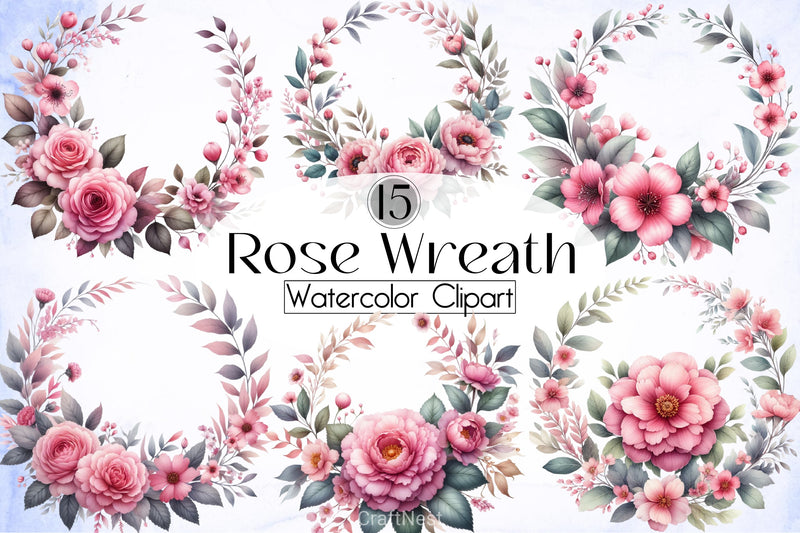Rose Wreath Clipart Bundle - CraftNest - Digital Crafting and Art