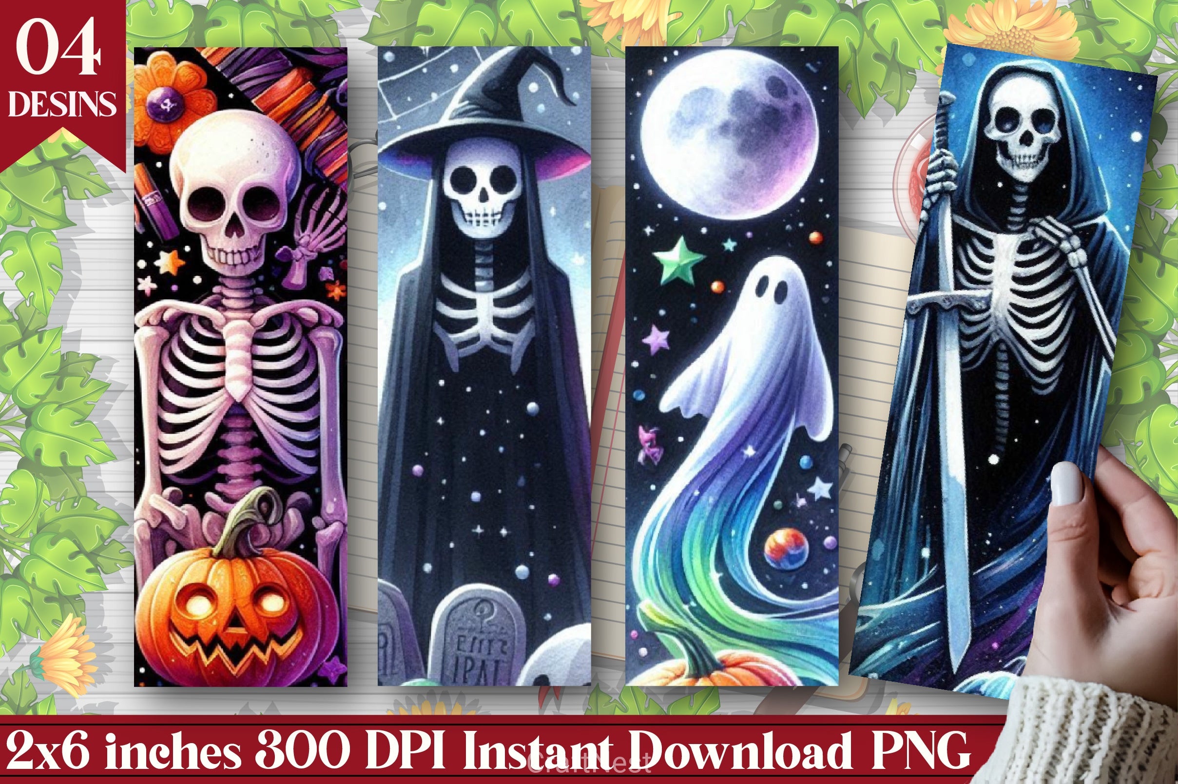 Instant Download Halloween Bookmark Journal - CraftNest - Digital Crafting and Art