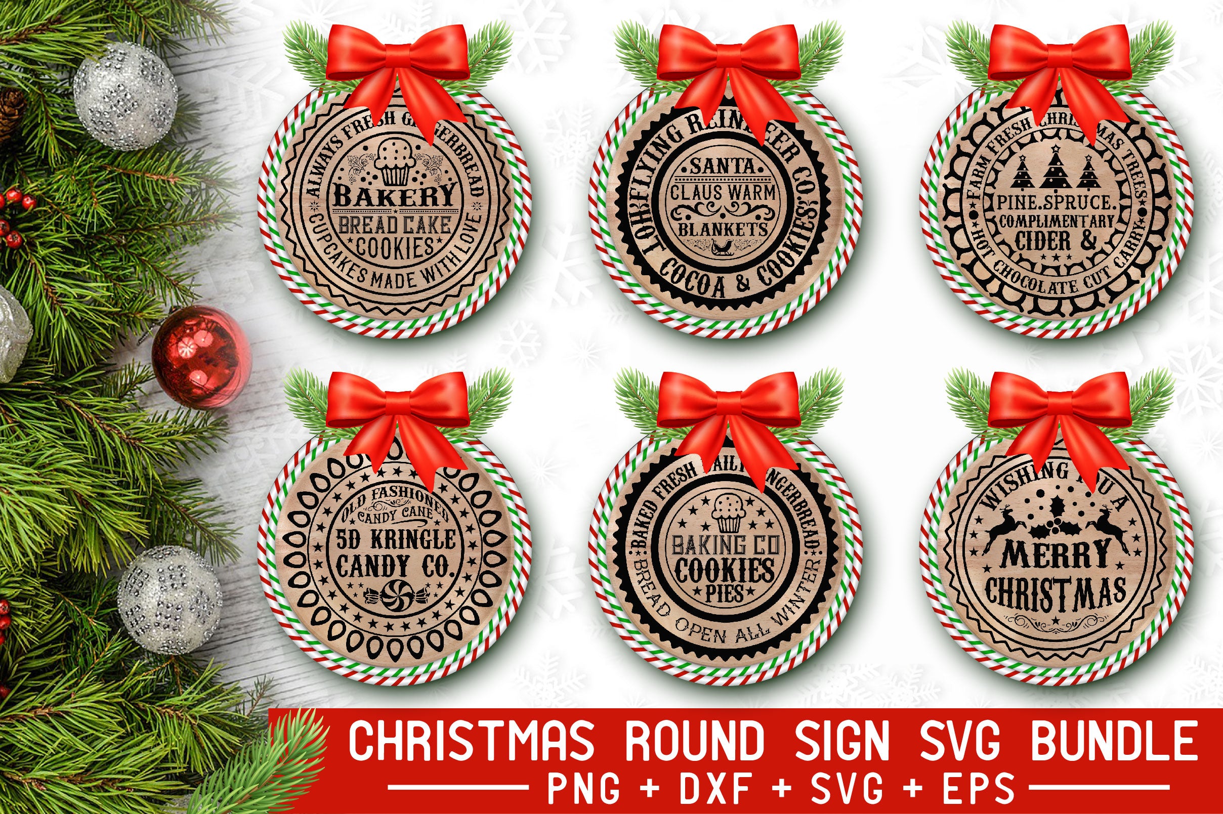 Christmas Round Sign SVG Bundle - CraftNest - Digital Crafting and Art