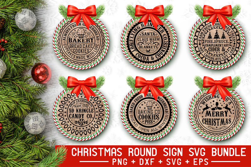 Christmas Round Sign SVG Bundle - CraftNest - Digital Crafting and Art